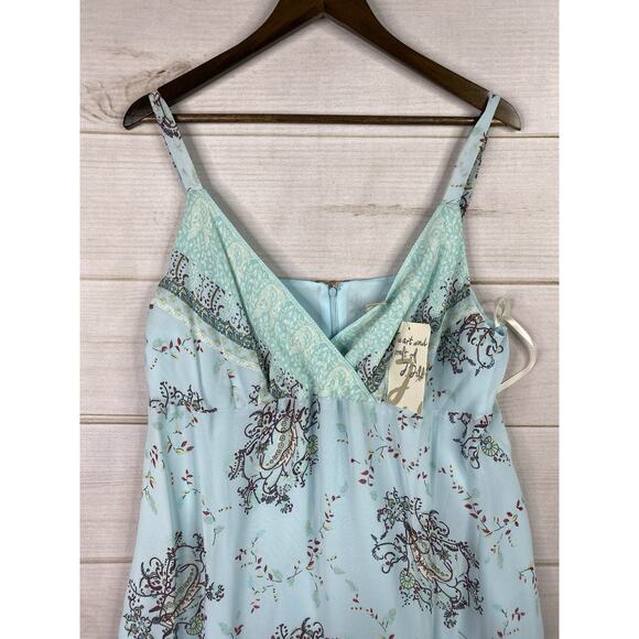 J Jill Dress Sz 18P Blue Floral Lined Chiffon Mini Slip Sleeveless Zip Boho NWT - Picture 2 of 10